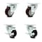 Service Caster 3 Inch Maroon Polyurethane Wheel Swivel Top Plate Caster Set with 2 Brakes SCC SCC-20S314-PPUB-MRN-2-TLB-2 - alternate 1